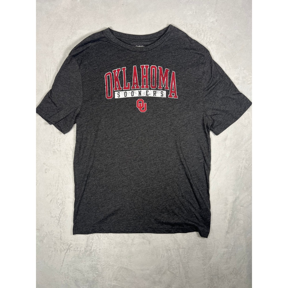 Captivating Oklahoma Sooners Graphic T-Shirt Mens Large Charcoal Gray College